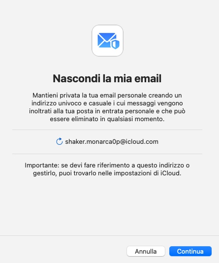 Nascondi la mia email