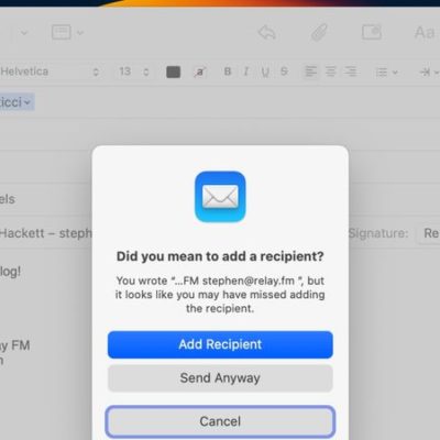 Apple Mail identifica erroneamente gli indirizzi nelle firme come destinatari mancanti