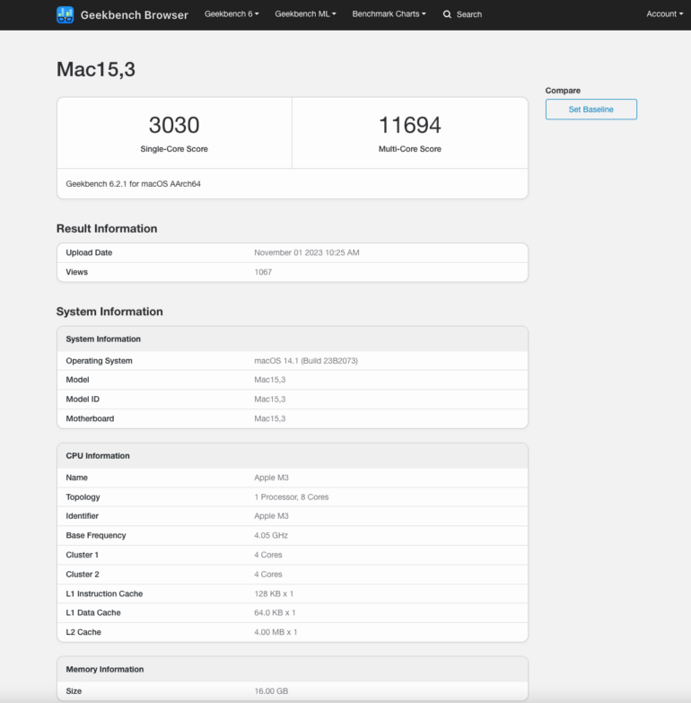 benchmark chip m3