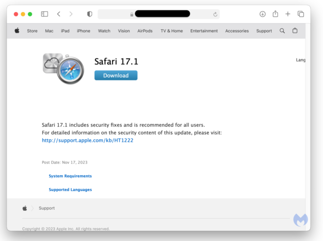 Il malware AMOS per Mac arriva tramite finti aggiornamenti di Safari e Chrome