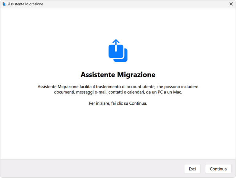 assistente migrazione windows mac