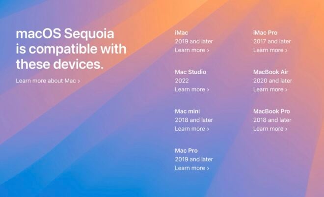 macOS Sequoia, tutti i Mac compatibili con il nuovo aggiornamento