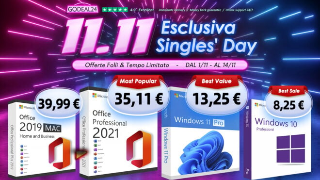 Grandi risparmi su Microsoft Office per Mac con il Single’s Day di Godeal24