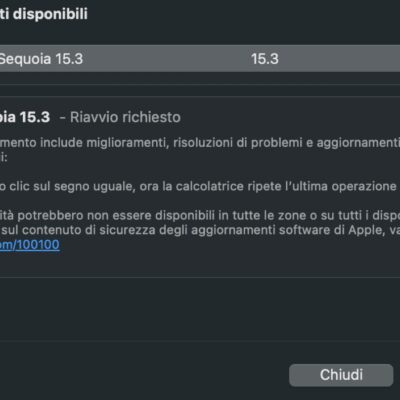 macOS Sequoia 15.3 ora disponibile al download