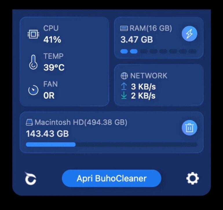 Menu BuhoCleaner