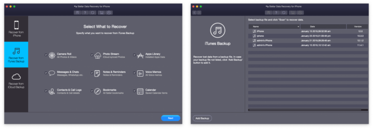 Stellar Data Recovery for iPhone - iTunes backup