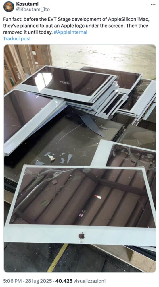 iMac 24 prototipo con logo Apple frontale Kosutami