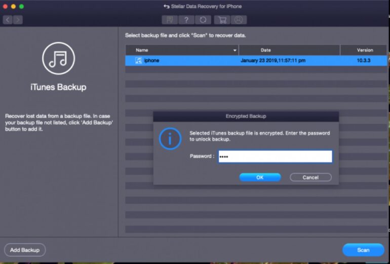 Stellar Data Recovery for iPhone - iTunes backup